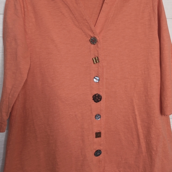 Soft Surroundings Danielle Button Top Size -  PL Apricot Brandy Color - Picture 5 of 8